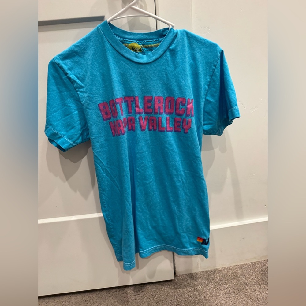 Aviator Nation Blue T-Shirt with Pink Graphic
